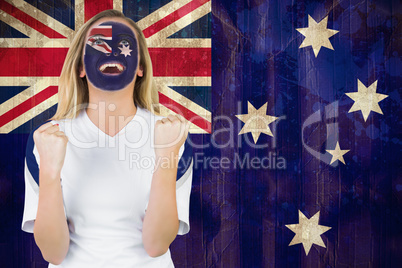 Excited australia fan in face paint cheering