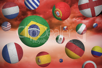 Footballs in various flag colours