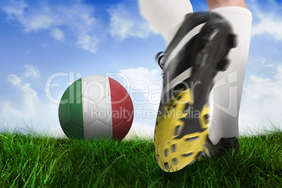 Football boot kicking italy coast ball