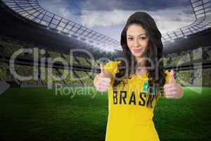 Pretty football fan in brasil tshirt