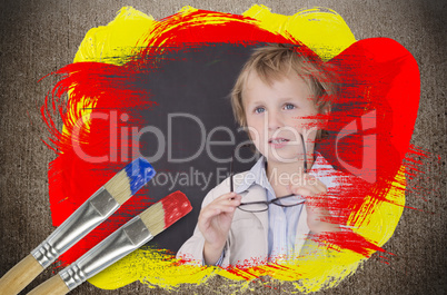 Composite image of little boy at school
