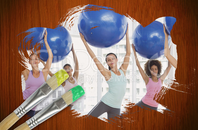 Composite image of fitness class at the gym