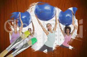 Composite image of fitness class at the gym