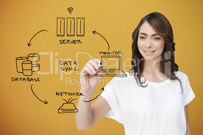 Composite image of businesswoman writing doodle Composite image of businesswoman writing doodle