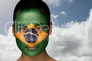 Beautiful brunette in brasil facepaint