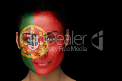Portugal football fan in face paint