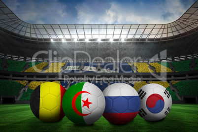 Footballs in group h colours for world cup