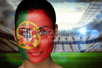 Beautiful portugal fan in face paint