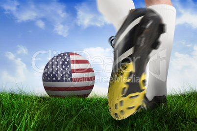 Football boot kicking usa ball