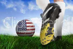 Football boot kicking usa ball