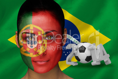 Portugal football fan in face paint