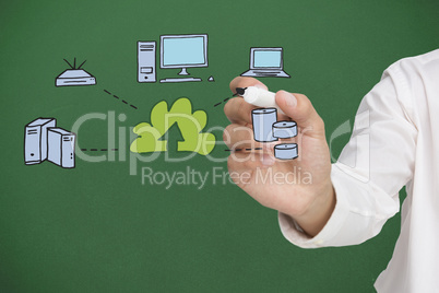 Composite image of businessman writing graphic