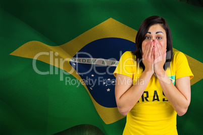 Nervous football fan in brasil tshirt