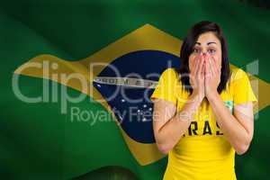 Nervous football fan in brasil tshirt