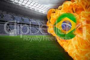 Fire surrounding brasil flag football