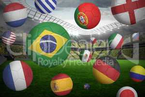 Footballs in various flag colours