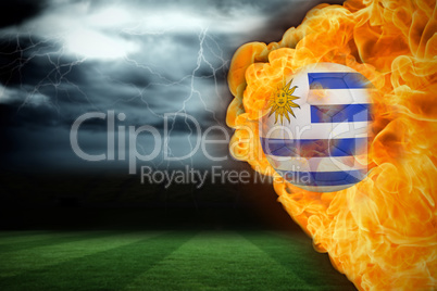 Fire surrounding uruguay flag football