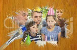 Composite image of family celebrating a birthday
