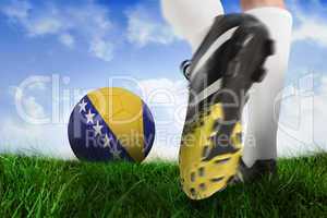 Football boot kicking bosnia ball