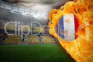 Fire surrounding france flag football