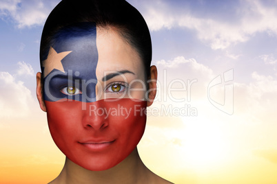 Beautiful brunette in chile facepaint