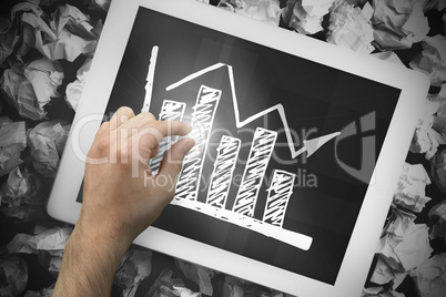 Composite image of hand touching tablet Composite image of hand touching tablet