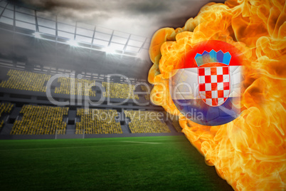 Fire surrounding croatia flag football