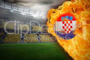 Fire surrounding croatia flag football