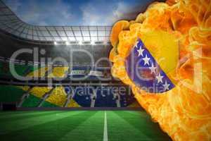 Fire surrounding bosnia flag football