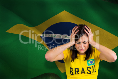 Upset football fan in brasil tshirt