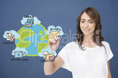 Composite image of businesswoman writing graphic