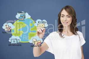 Composite image of businesswoman writing graphic