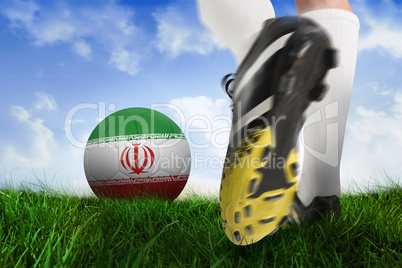 Football boot kicking iran ball