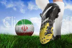 Football boot kicking iran ball