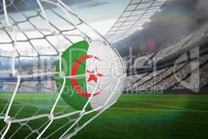 Football in algeria colours at back of net