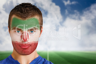Iran football fan in face paint