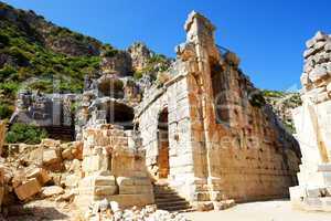 The ruins in amphitheater at Myra, Turkey