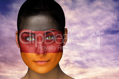 Beautiful brunette in german facepaint