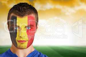 Belgium football fan in face paint