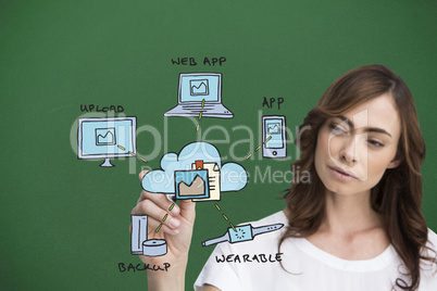 Composite image of businesswoman writing graphic