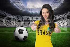 Pretty football fan in brasil tshirt