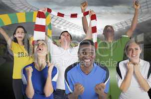 Various football fans