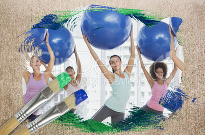 Composite image of fitness class at the gym