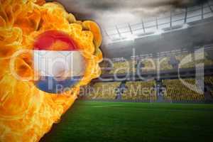 Fire surrounding dutch flag football