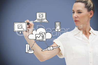 Composite image of businesswoman writing graphic