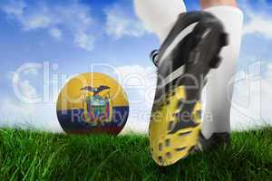 Football boot kicking ecuador ball