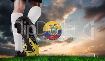 Composite image of football boot kicking ecuador ball