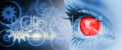 Composite image of red eye on blue face