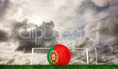 Composite image of football in portugal colours