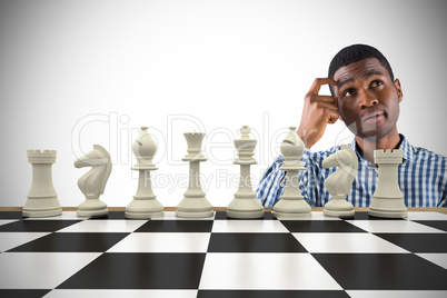 Composite image of thinking casual businessman